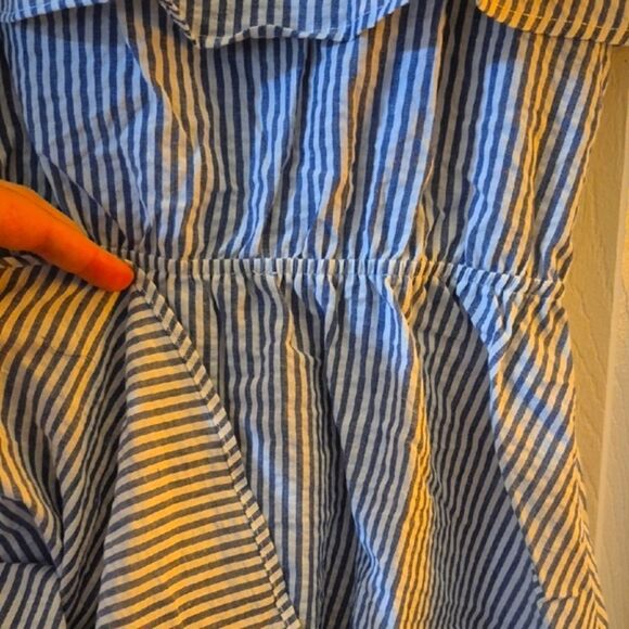 ♡ 3/$16 ♡ &merci Striped Cold Shoulder Dress Elastic Waist Gingham Sz M - Picture 4 of 7